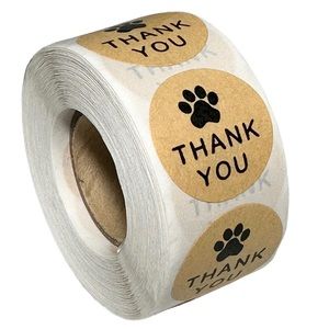 Q2 Stickers 1" Thank You 500ct Paw Print Kraft Labels